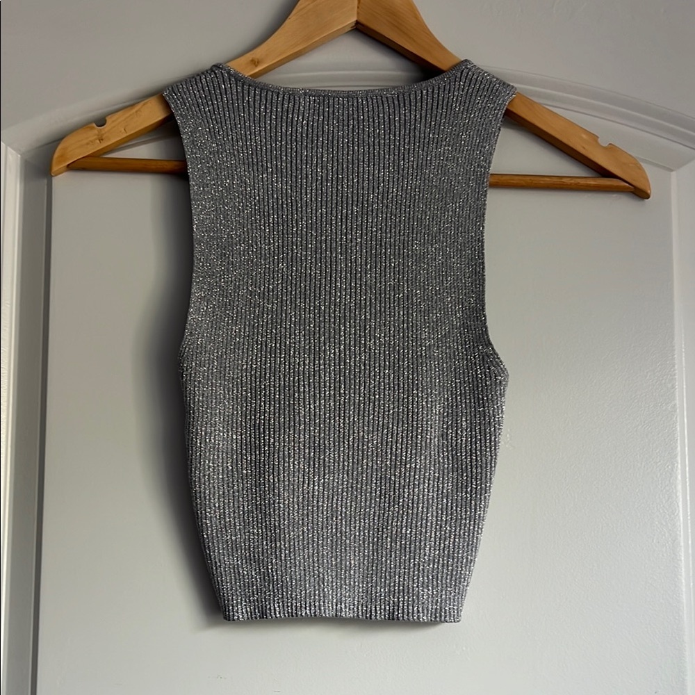 ZARA Ribbed Sleeveless Tank Top Gray Minimalist Basic Size Small - Picture 2 of 6